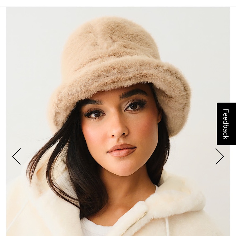 Elegant Tan Faux Fur Bucket Hat